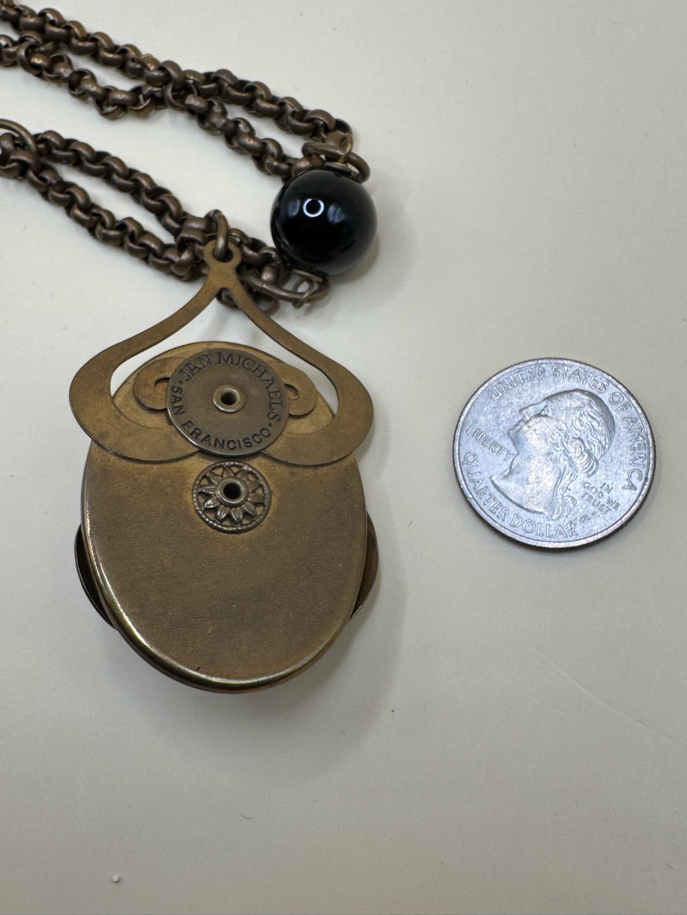 Jan Michaels San Francisco Brass & Black Stone Statement Pendant Necklace - Picture 5 of 7